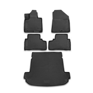 Kia Sorento Floor-Trunk Mats - Omac - 3D - Black - 2016-2020